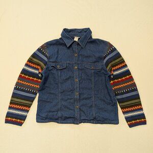 Vintage Koret Denim & Knit Southwestern Jacket M 70s 80s Grandpacore